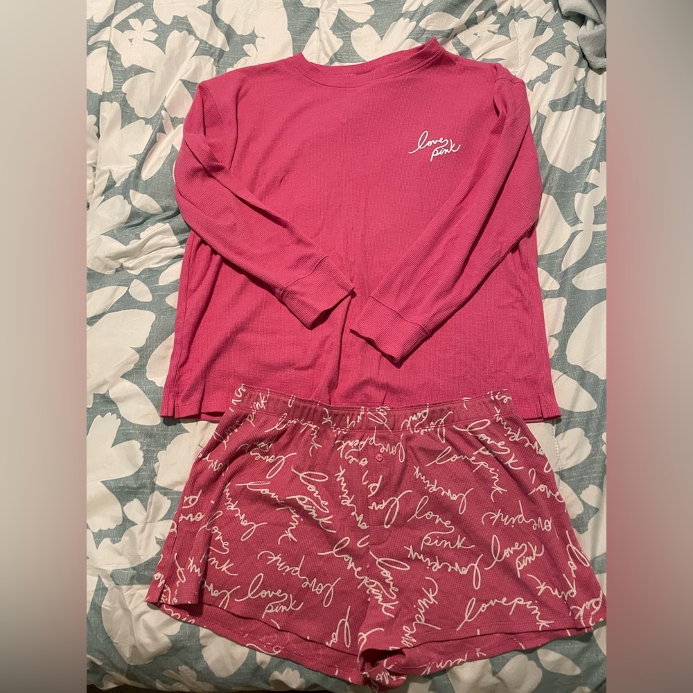 VS Pink thermal pajama set